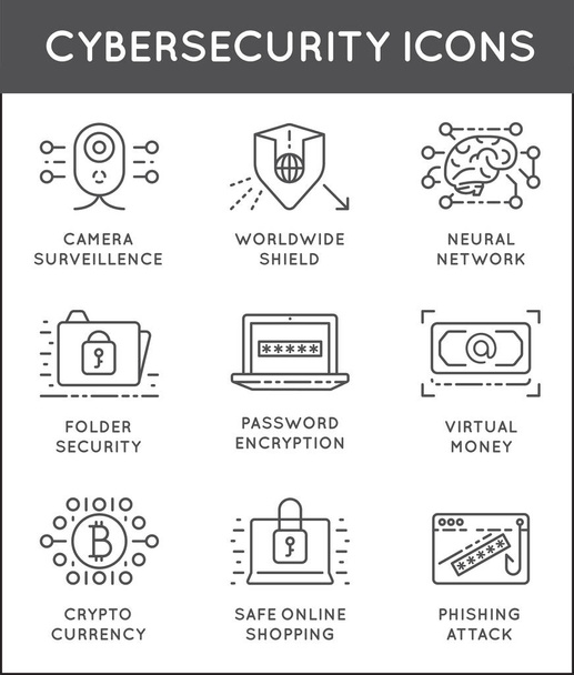 Conjunto de iconos de seguridad cibernética
 - Vector, imagen