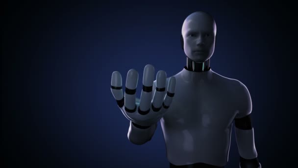 Robot cyborg nyitott tenyér, kórházi műtét művelet room.infirmary.  - Felvétel, videó