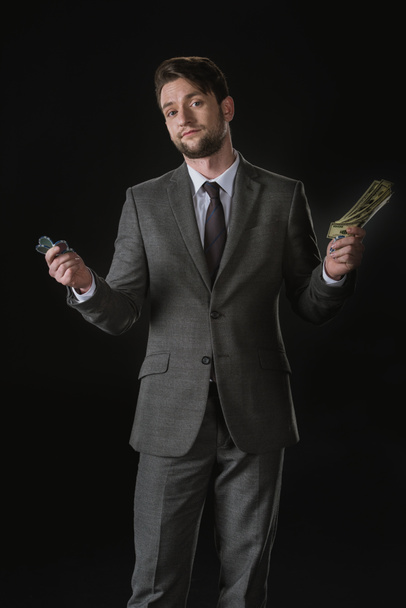 businessman holding money - 写真・画像