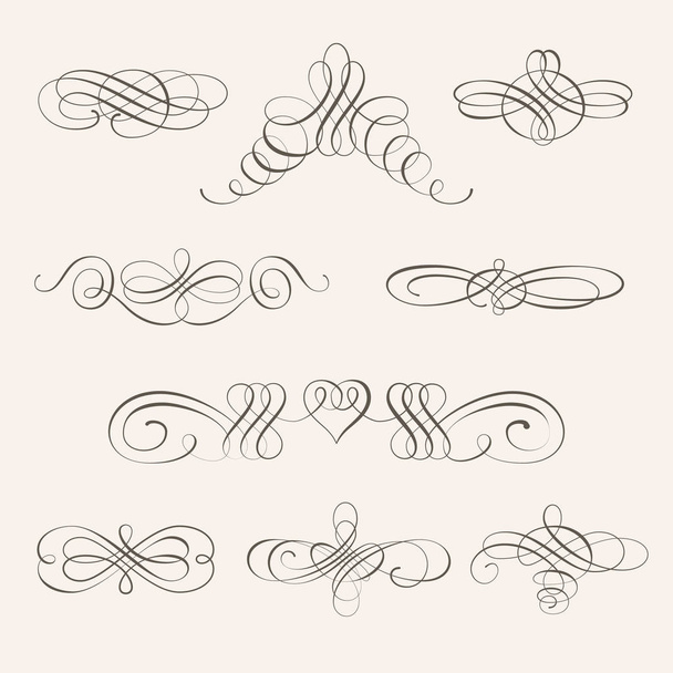 vektor kalligrafikus látványelemek csoportja és díszek oldal - Vektor, kép