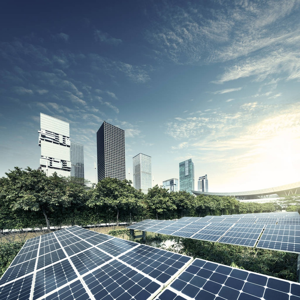Solar panels in city - Photo, Image