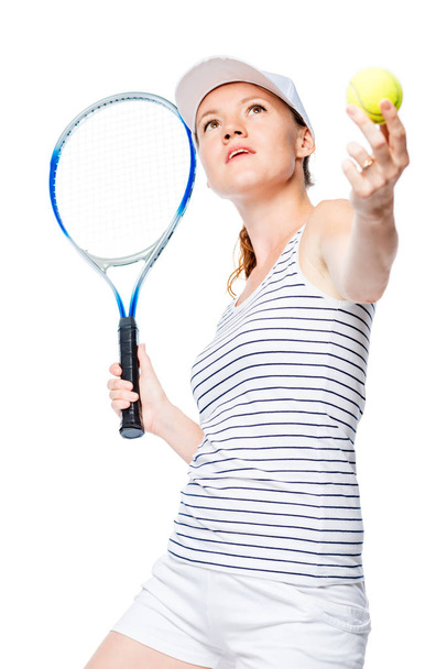 Casual Foto von professionellen Tennisspieler auf weißem Hintergrund  - Foto, Bild
