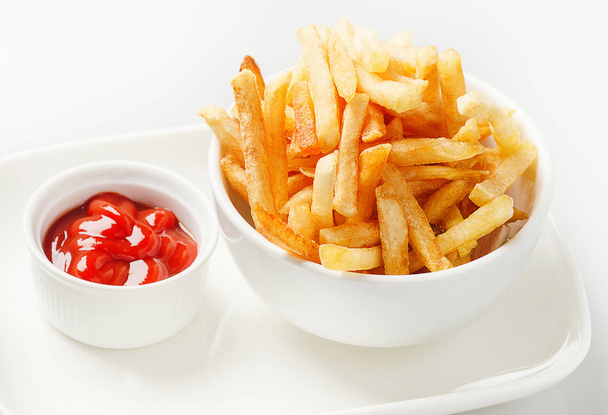 french fries with tomato sauce - Fotó, kép