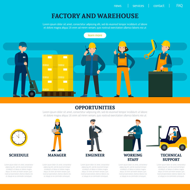Flat Industrial Website Template - Vektor, obrázek