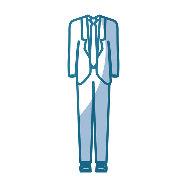 blue silhouette shading of male formal suit clothing - Vector, Image