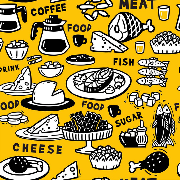 Žlutý vzor bezešvé jídlo - Vektor, obrázek