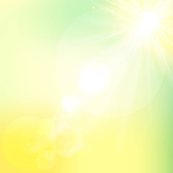 De zon glanzende zonlicht uit de aard van de hemel met lens flares vect - Vector, afbeelding