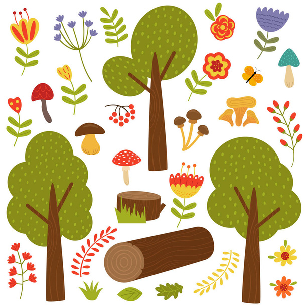 set of isolated trees and plants - Vector, Image