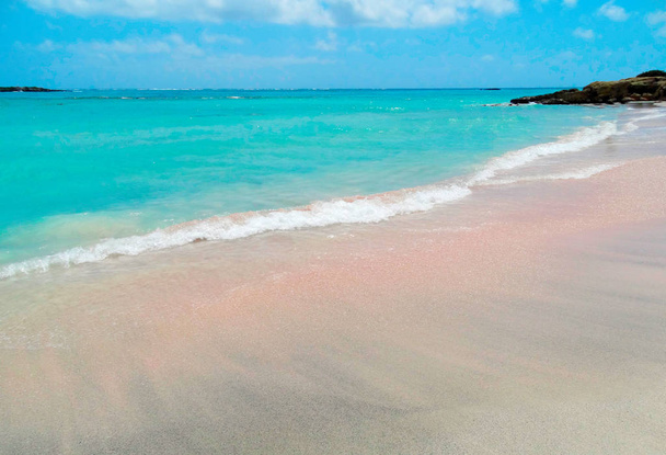 plage avec sable rose paysage mer Crète île Grèce
 - Photo, image