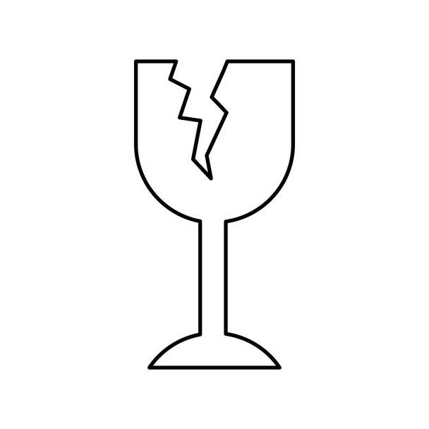 silhouette noire avec symbole d'emballage fragile verre de vin cassé
 - Vecteur, image