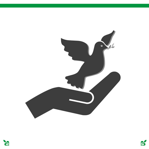 鳩と手のアイコン - ベクター画像