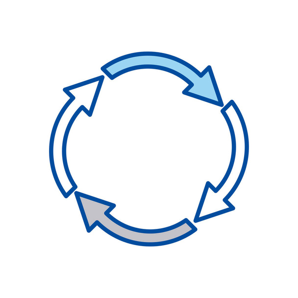 μπλε περίγραμμα βέλη κυκλικό σχήμα reload - Διάνυσμα, εικόνα
