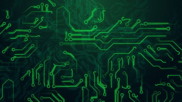 green abstract background with high tech circuit board - Photo, Image