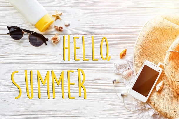 hello summer text - Foto, afbeelding