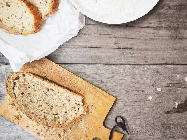 Crusty bread with baking flour - Photo, Image