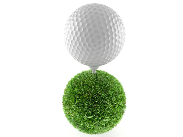 Μπάλα του γκολφ με σφαίρα της χλόης - Φωτογραφία, εικόνα