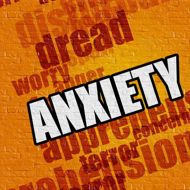 Modern medicine concept: Anxiety on Yellow Brickwall . - Photo, Image