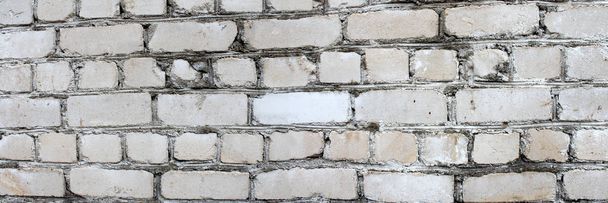 Panoramic image of white brick wall. - Foto, immagini