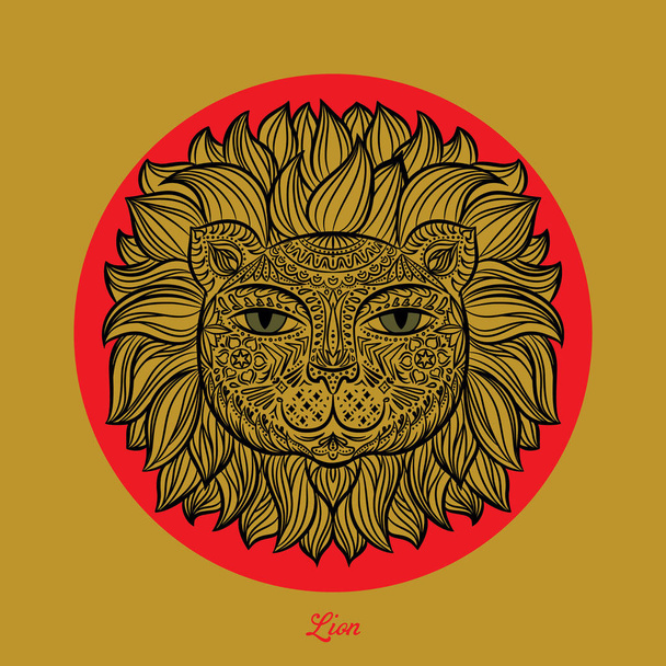 Vector illustration. Lion head. - Vector, Image