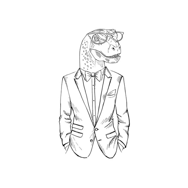 Dino gekleed in smoking  - Vector, afbeelding