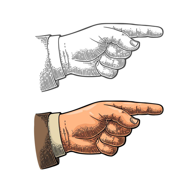 Apuntando con el dedo. Signo de mano para web, póster, infografía - Vector, Imagen