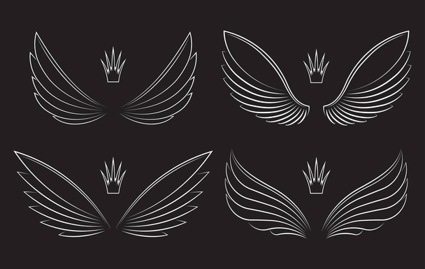 Σύνολο των ζευγαριών των φτερών με κορώνες  - Διάνυσμα, εικόνα