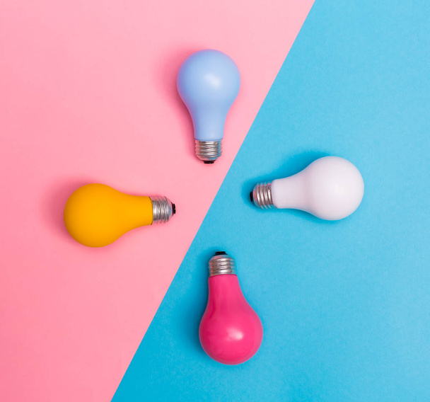 Four Colored light bulbs - Fotoğraf, Görsel