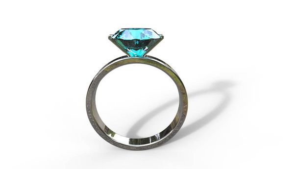 Ilustración 3d de un anillo de circón azul
 - Foto, imagen