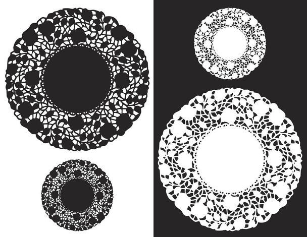 Lace Doily Place Mats, Black and White - Vector, Image