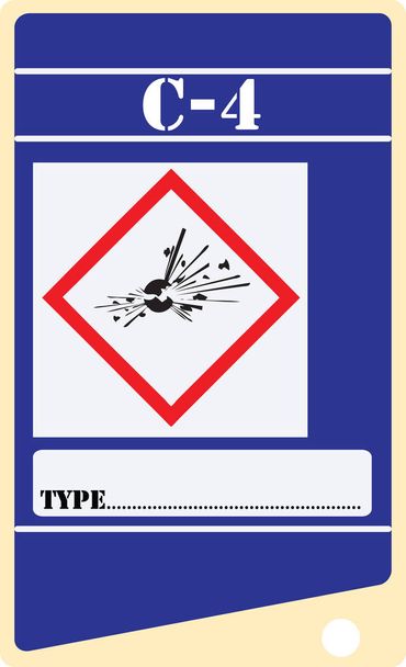 Etikett für Sprengstoff c-4 - Vektor, Bild