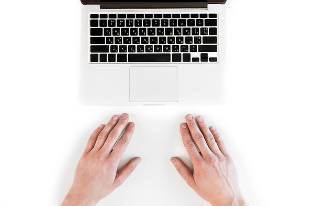 human hands and laptop  - Fotoğraf, Görsel