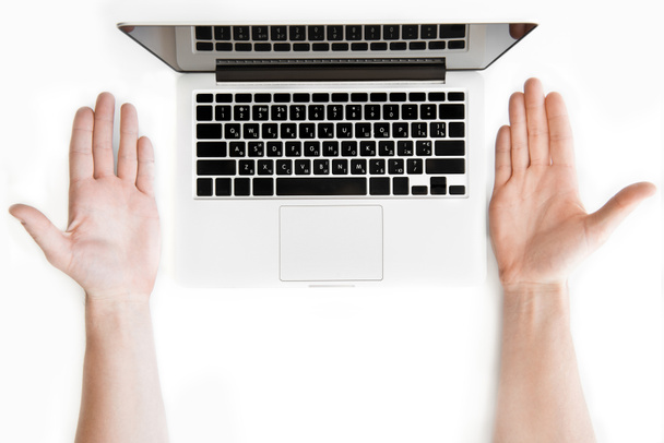 human hands and laptop  - Photo, image