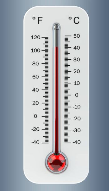 Thermometer with red temperature rise 3D rendering - Foto, Imagen