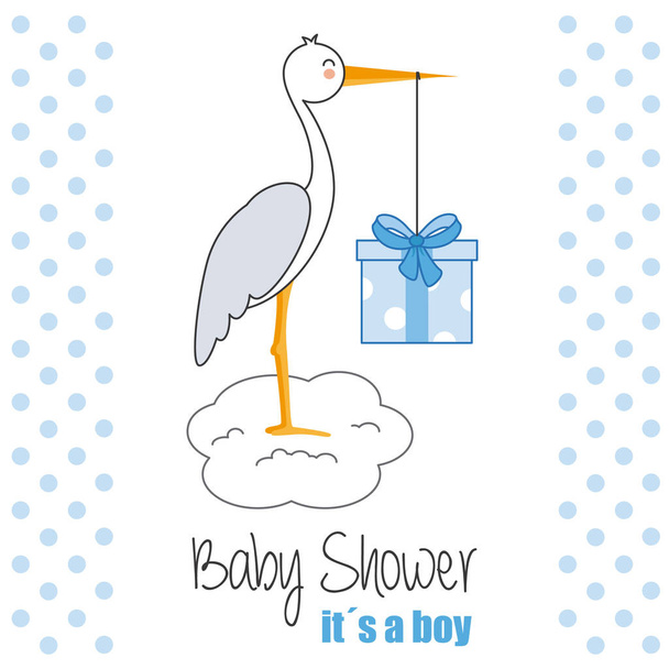  Stork with gift pack - Vector, Image