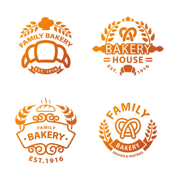 Bakery gold badge icon fashion modern style wheat vector retro food label design element isolated. - Vector, Image