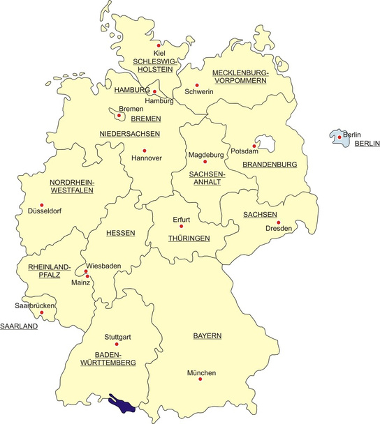 Németország térképe - Vektor, kép