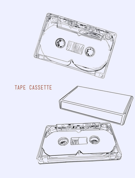 vintage audio tape cassette, illustration vector. - Wektor, obraz