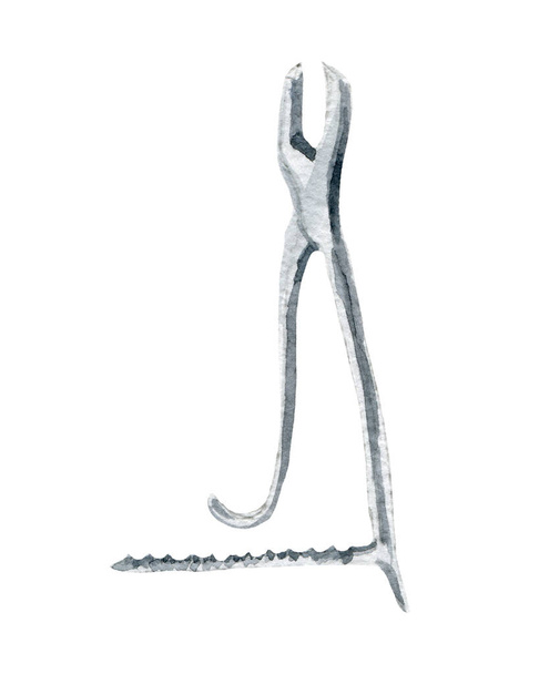 Illustration d'instrument médical orthopédique chirurgical. Aquarelle dessinée à la main sur fond blanc
. - Photo, image