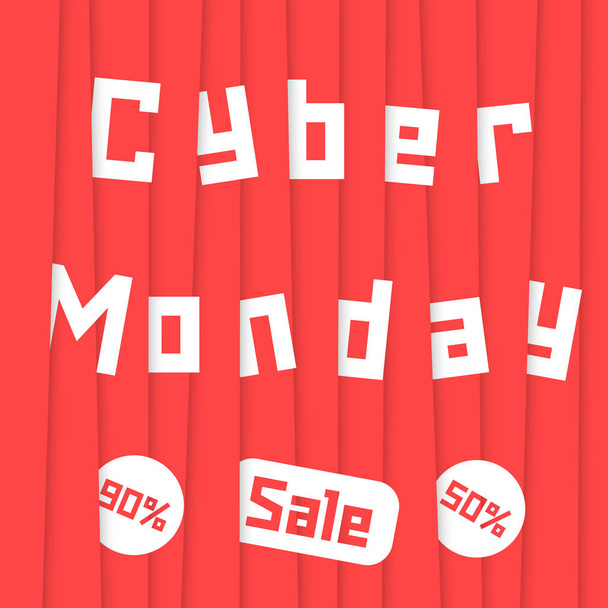 cyber monday sale with red stripes - Vetor, Imagem