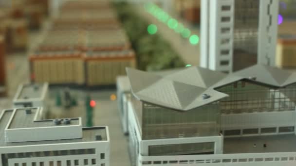modern city model with miniature buildings - Materiał filmowy, wideo