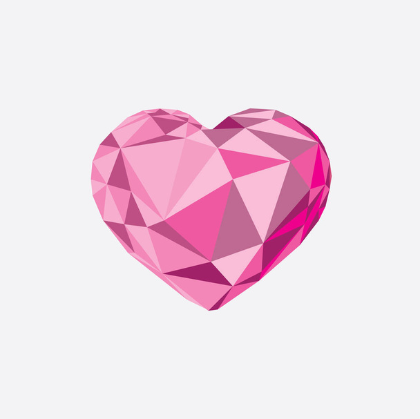 Low poly crystal bright pink heart - Vetor, Imagem