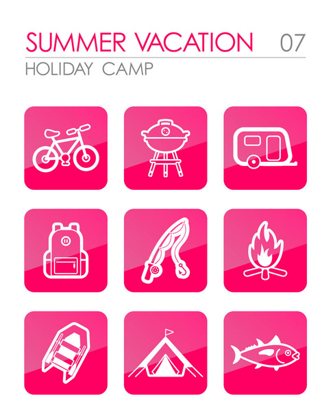 Ensemble icône de camping d'été. L'été. Vacances
 - Vecteur, image