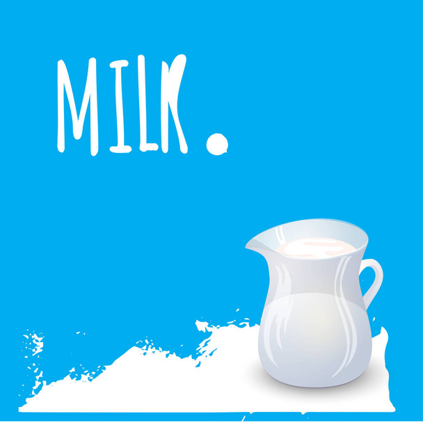 Stříkající mléko a džbán mléka pro design. - Vektor, obrázek
