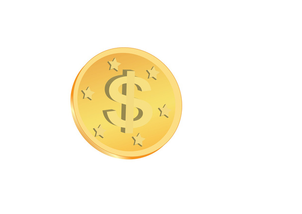 Золотая монета с вектором доллара
 - Вектор,изображение