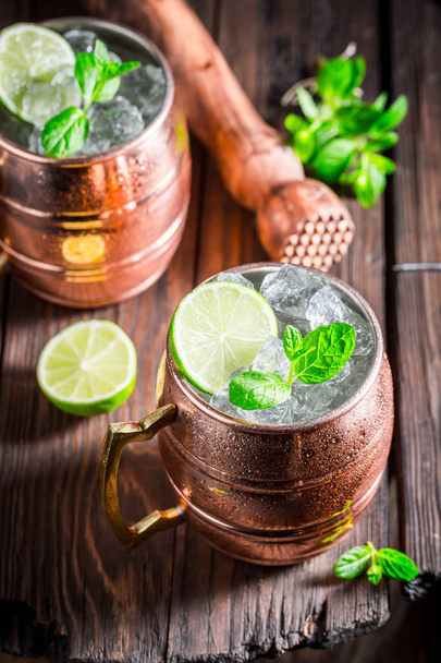 Cold and tasty cocktail made of lime and mint - Photo, image