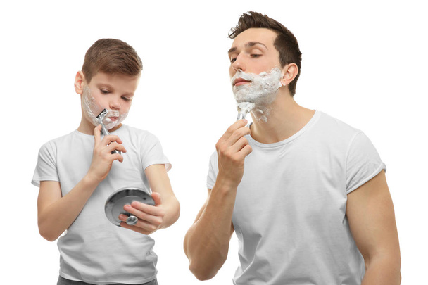 Father and son shaving  - 写真・画像