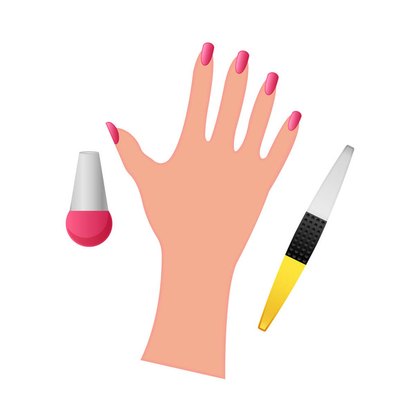 hand with nail polish on a white background - Vector, Image