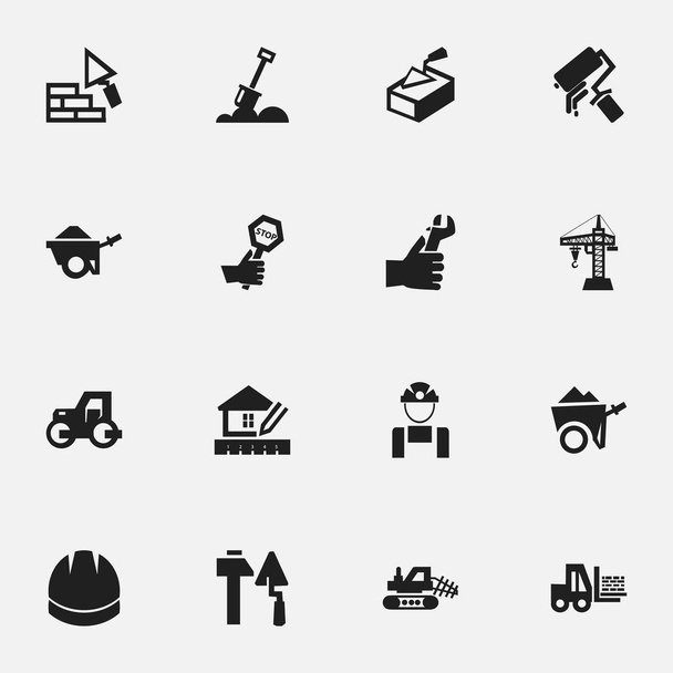 Set van 16 bewerkbare structuur iconen. Bevat symbolen zoals Oar, huis plannen, handen. Kan worden gebruikt voor Web, Mobile, Ui en Infographic Design. - Vector, afbeelding