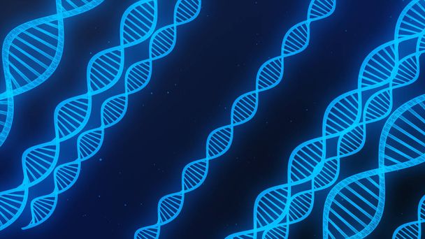 Plantilla de ciencia, papel pintado o banner con moléculas de ADN. ilustración 3d
 - Foto, Imagen
