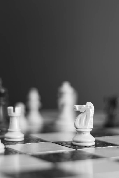 Xadrez fotografado num tabuleiro de xadrez
 - Foto, Imagem